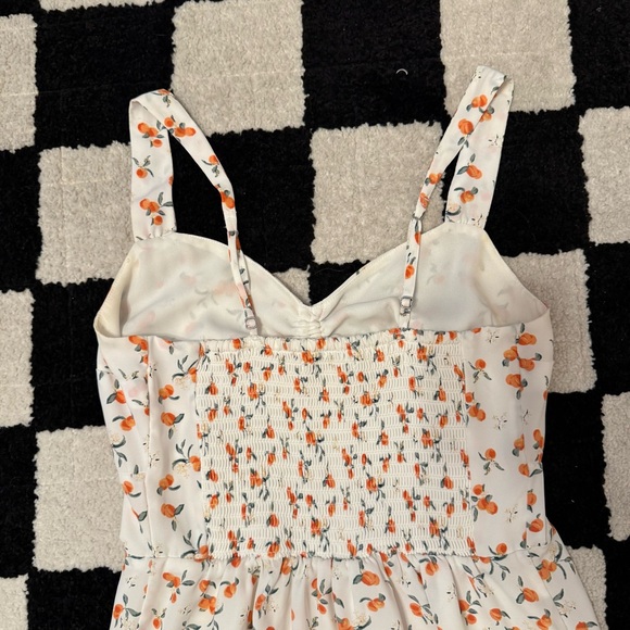 A&F Cinch Front White Peach Print Midi Dress Size Small - Picture 6 of 9